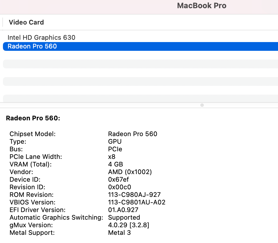 Apple MacBook Pro A1707 15" 2017, Quad-Core i7 2.9GHz, 16GB, 512GB SSD, Pro 560