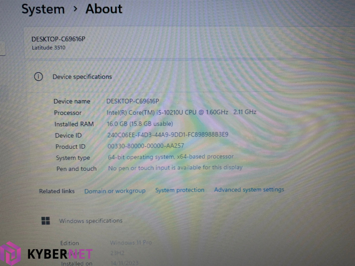 Dell Latitude 3510 15.6" HD Laptop, i5-10210U 1.60GHz, 16GB, 256GB SSD