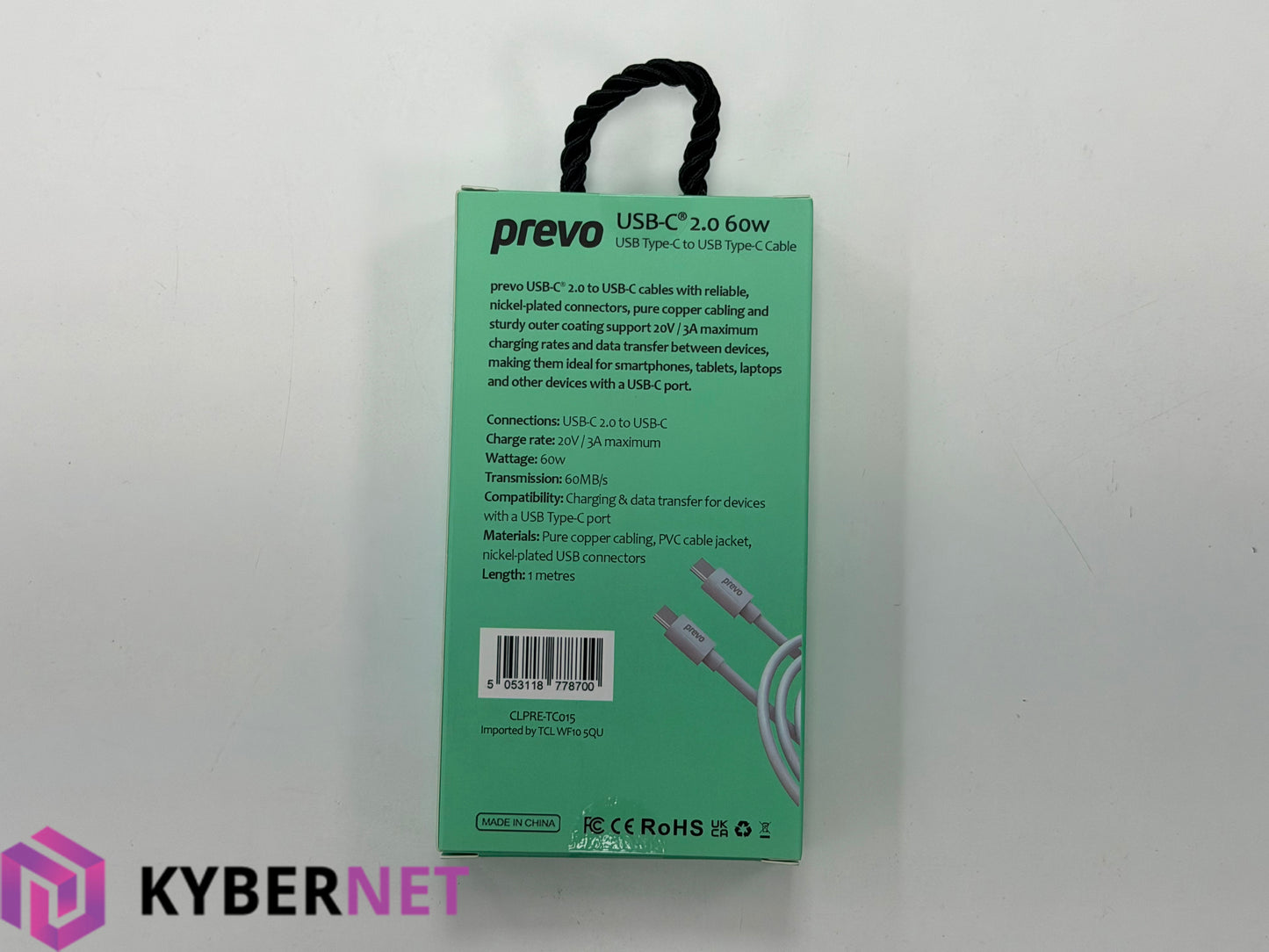 Prevo USB-C 2.0 60W USB Type-C to USB Type-C Charging & Data Transfer Cable