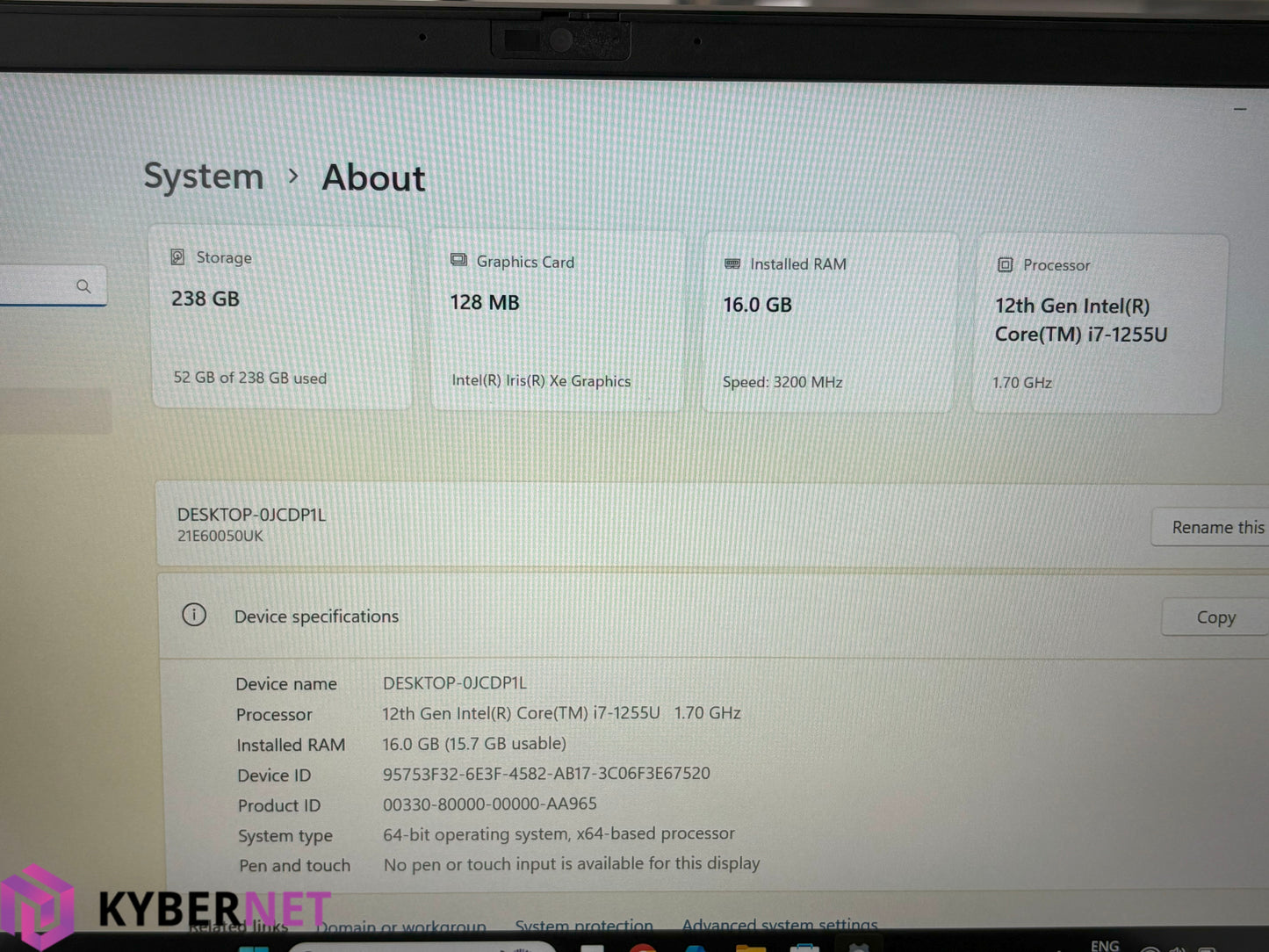 Lenovo ThinkPad E14 Gen 4 14" FHD Laptop, i7-1255U 1.70GHz, 16GB, 256GB SSD