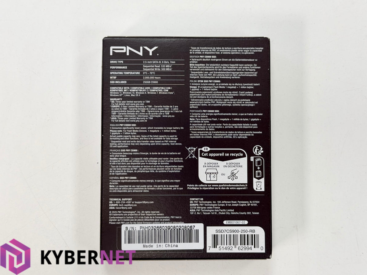 PNY CS900 250GB 2.5" SATA 3 SSD