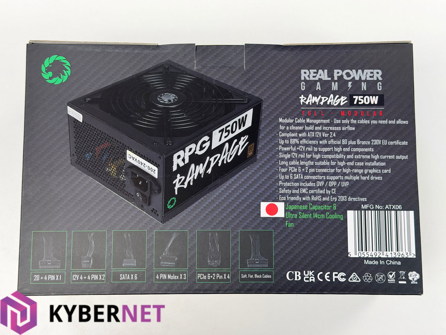 GameMax Rampage 750W 80 PLUS Bronze Fully Modular ATX Power Supply