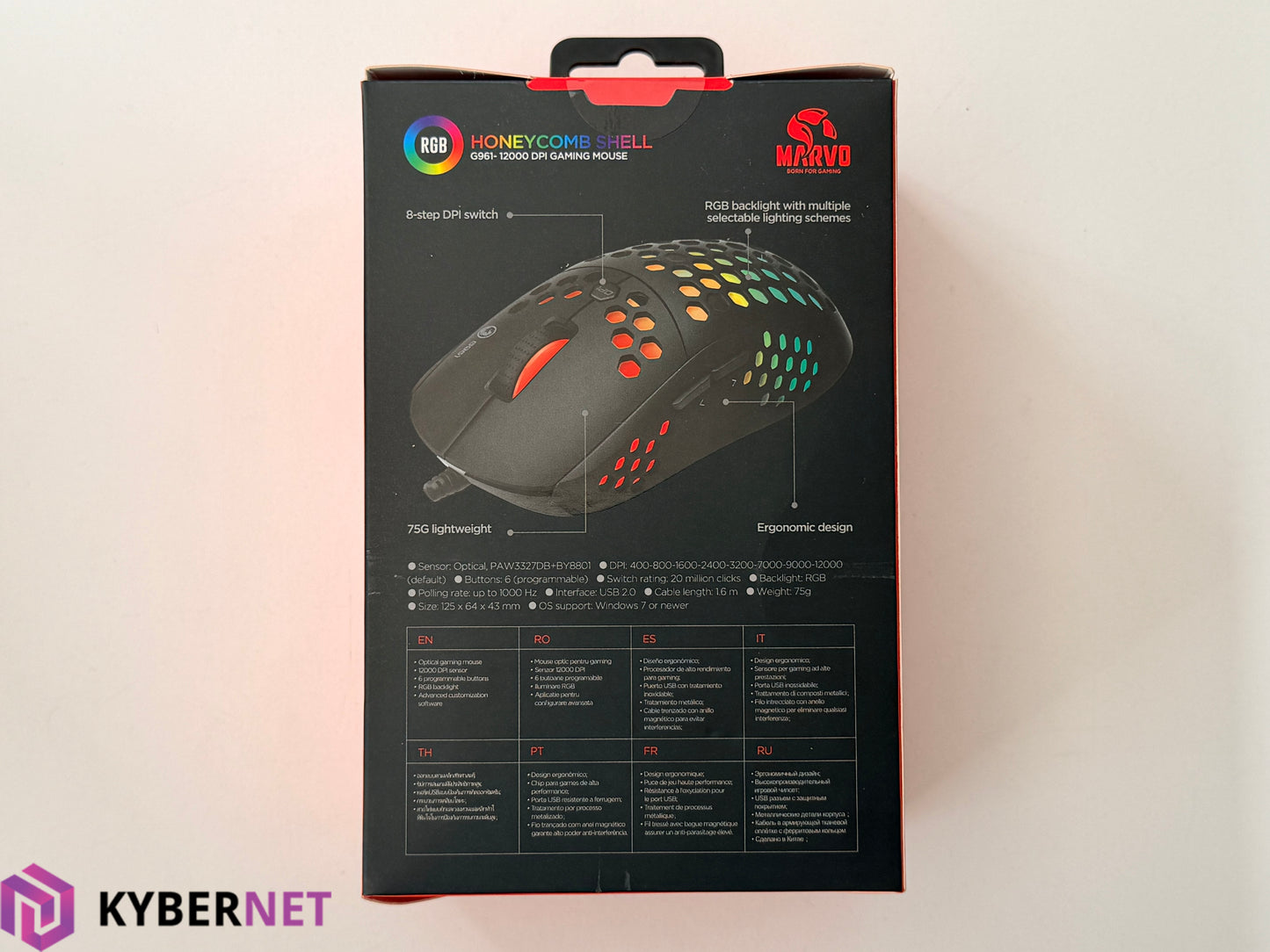Marvo G961 Wired Gaming Mouse 12000 DPI, 75g, RGB