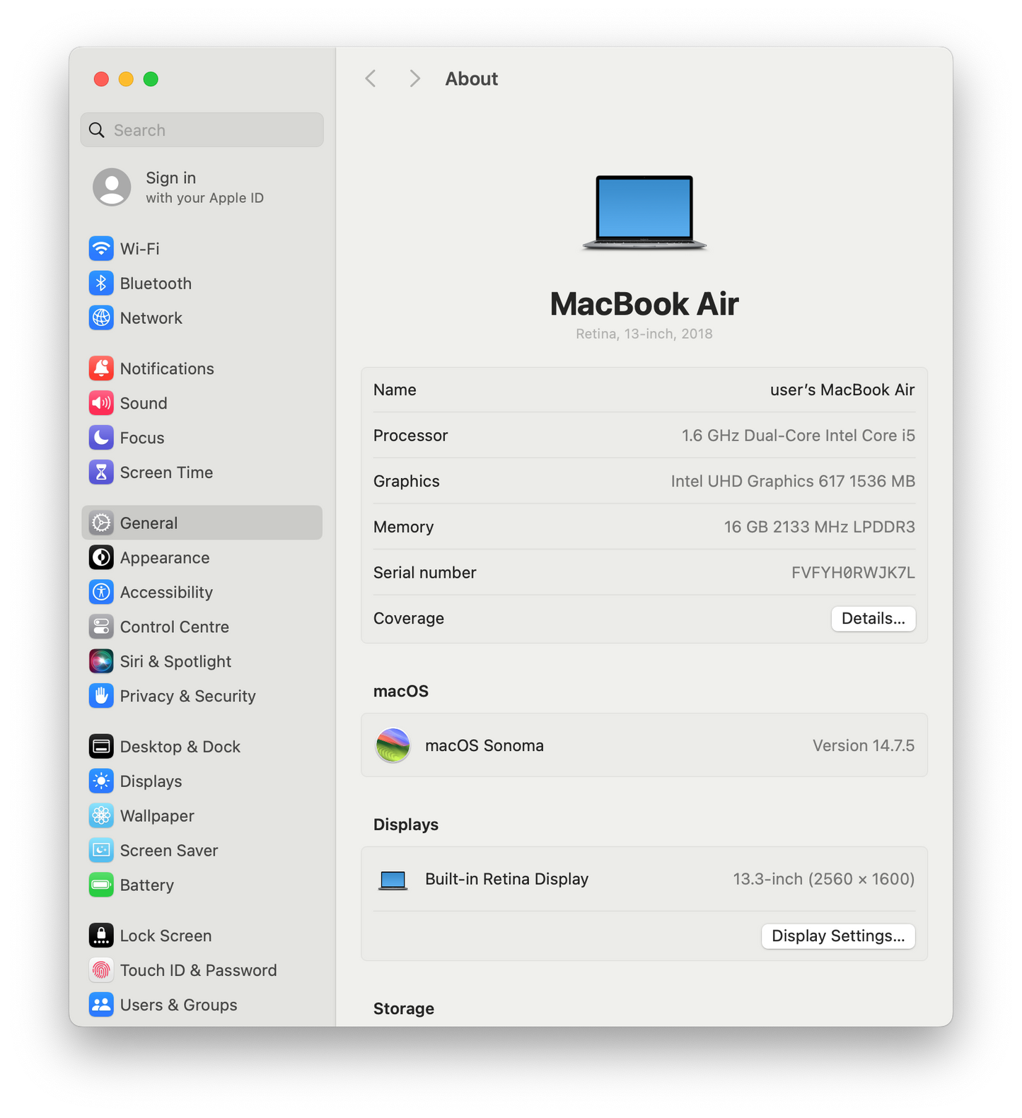 Apple MacBook Air A2179 13" 2018 Laptop, Dual-Core i5 1.6GHz, 16GB, 1.5TB SSD