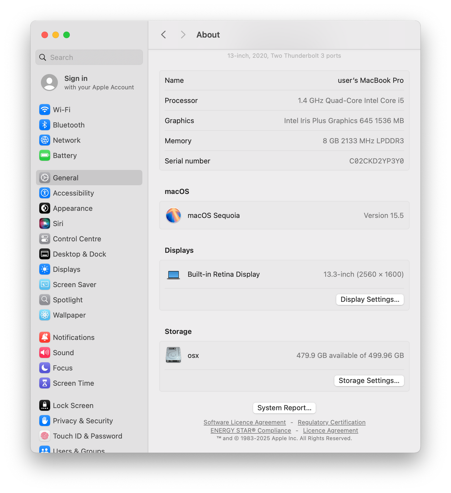 Apple MacBook Pro A2289 13" 2020 Laptop, Dual-Core i5 1.4GHz, 8GB, 512GB SSD