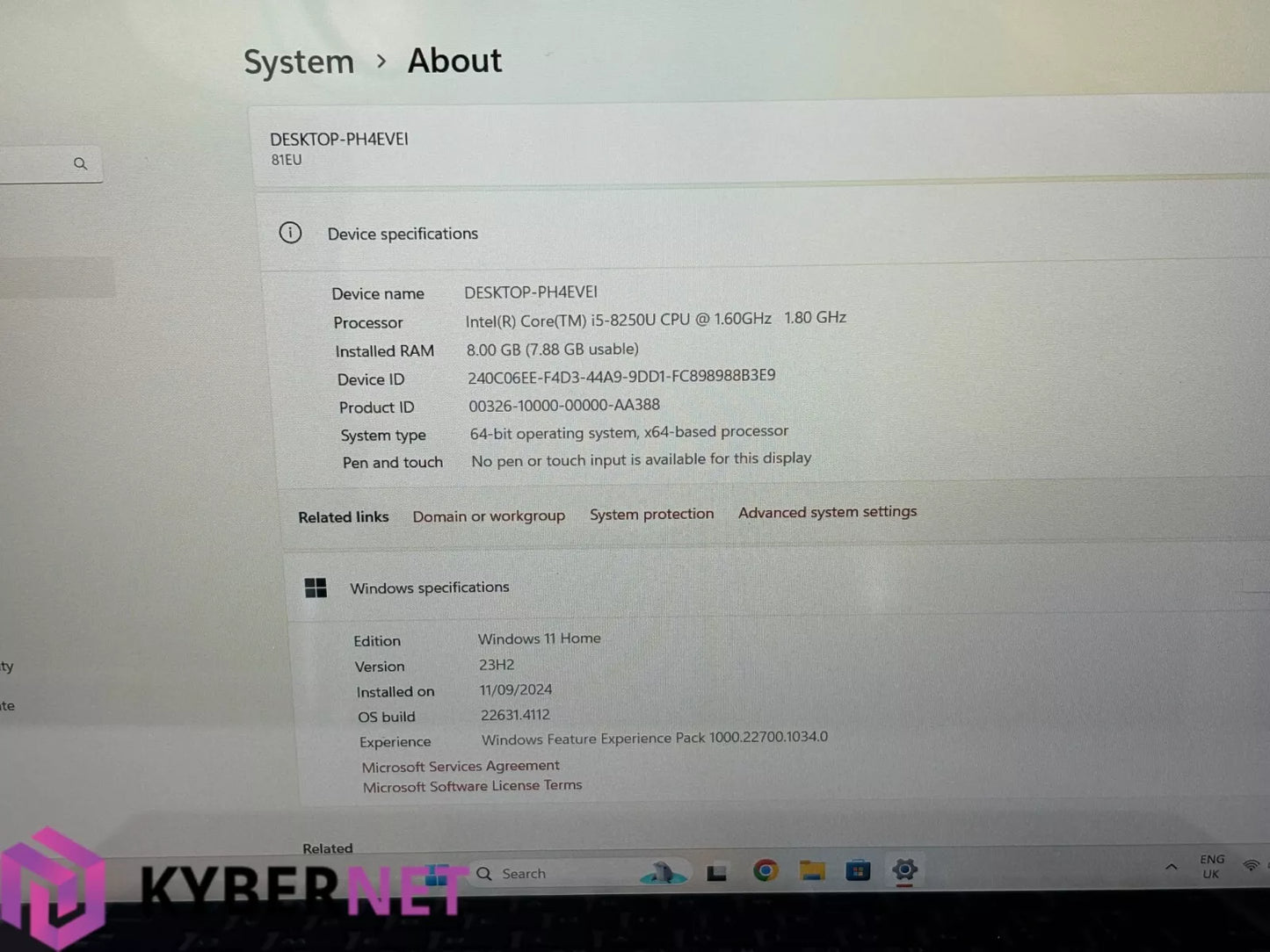 Lenovo IdeaPad 530S-14IKB 14" FHD Laptop, i5-8250U 1.60GHz, 8GB, 256GB SSD
