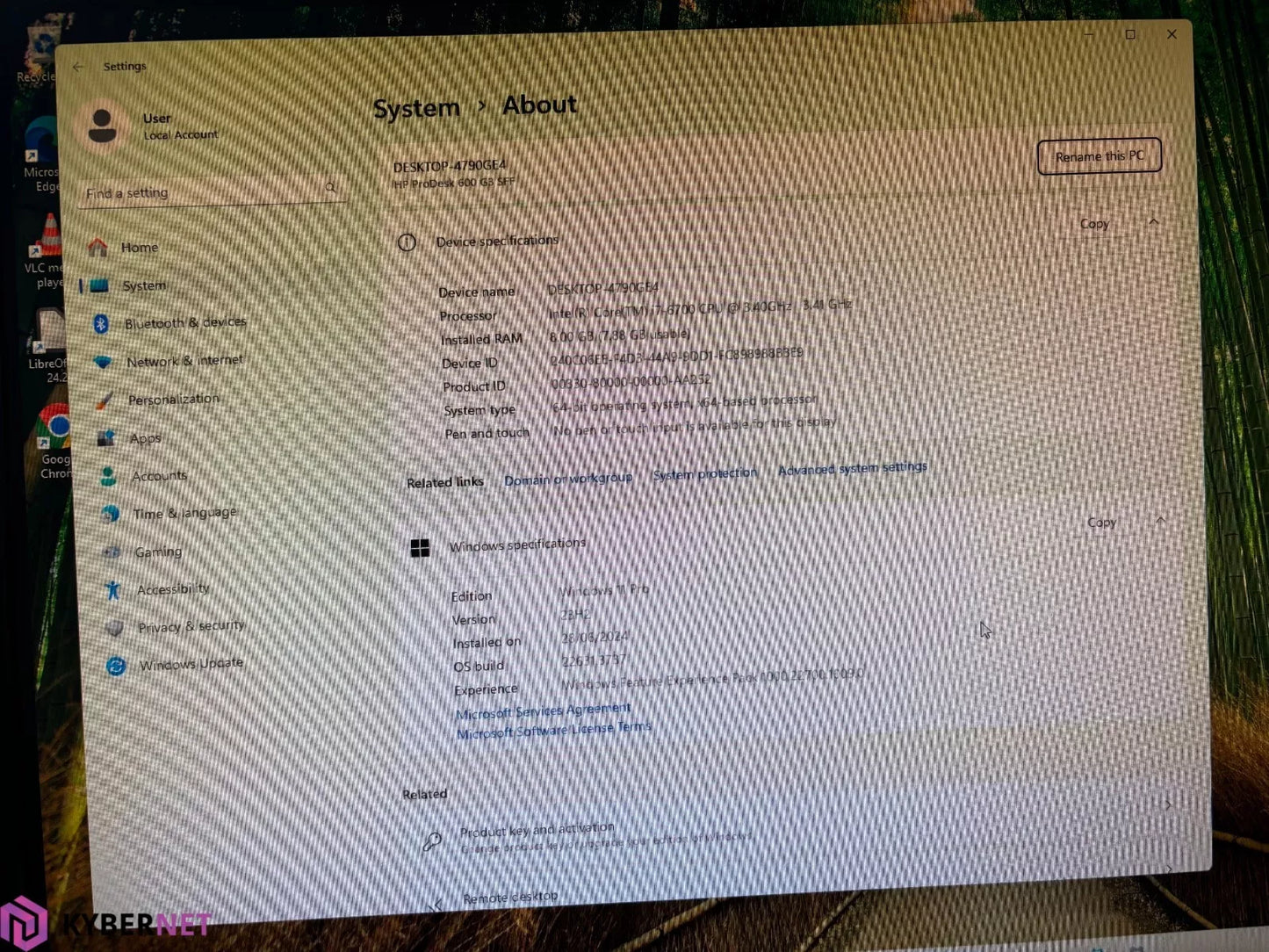 HP ProDesk 600 G3 SFF i7-6700 3.40GHz, 8GB RAM, 256 GB SSD + 640GB HDD, Win 11