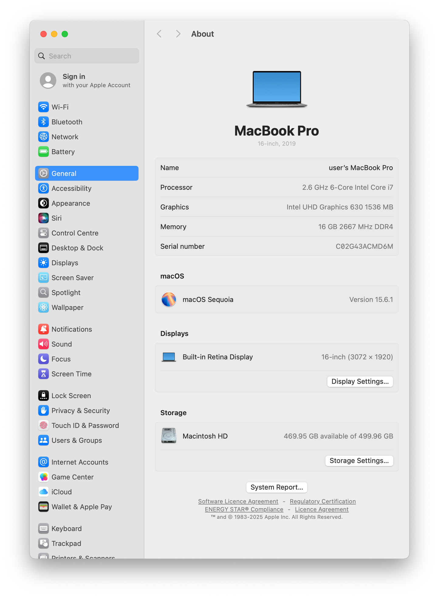 Apple MacBook Pro A2141 16" 2019, 6-Core i7 2.6GHz, 16GB, 512GB SSD, Pro 5300M