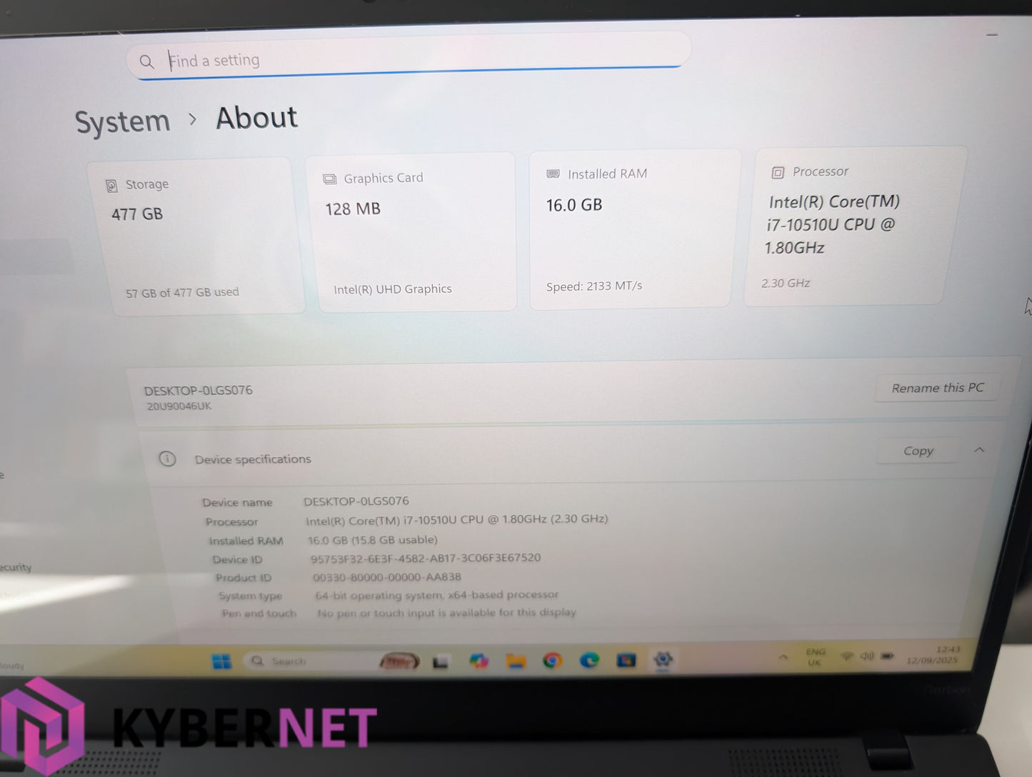 Lenovo ThinkPad X1 Carbon Gen 8 14" UHD, i7-10510U 1.80GHz, 16GB, 512GB SSD