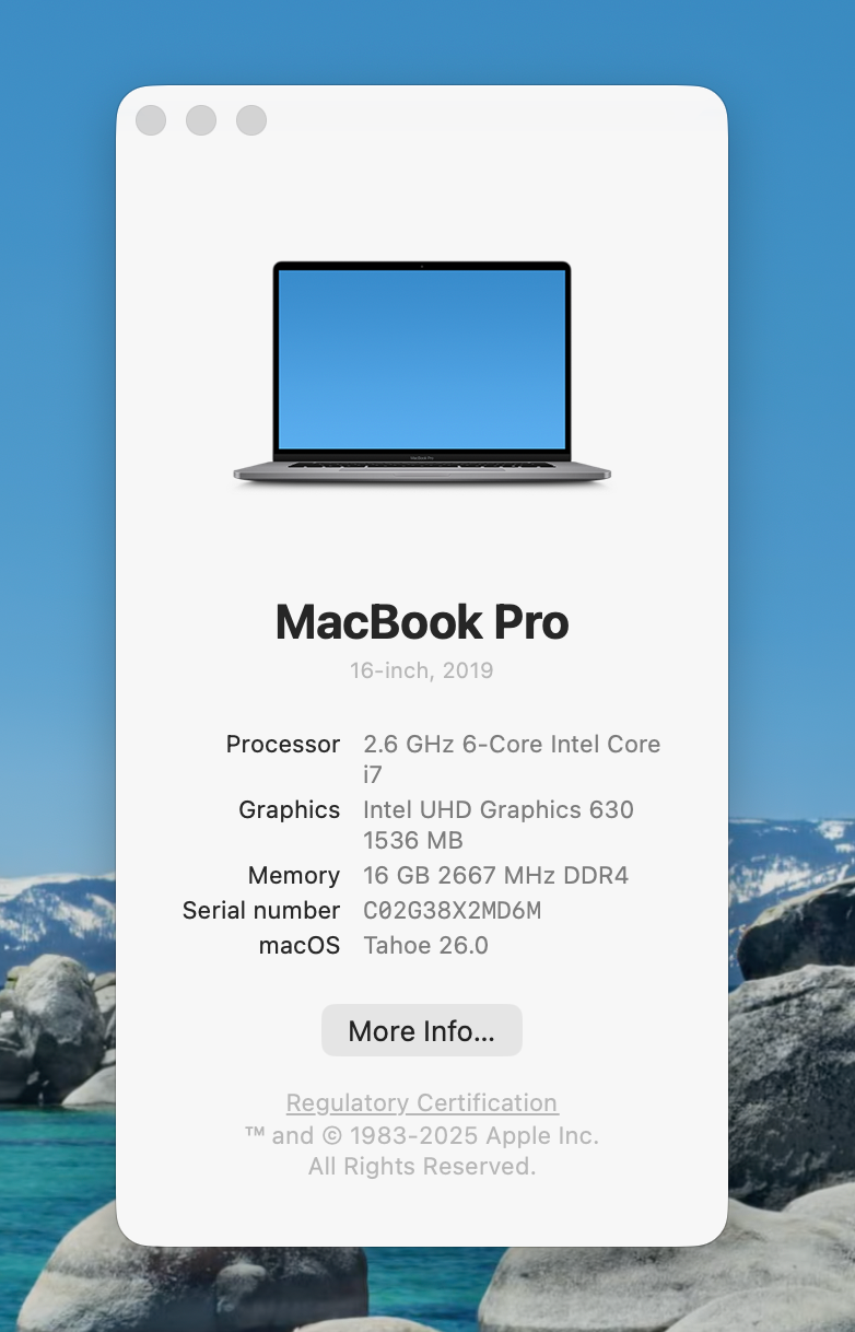Apple MacBook Pro A2141 16" 2019, 6-Core i7 2.6GHz, 16GB, 512GB SSD, Pro 5300M