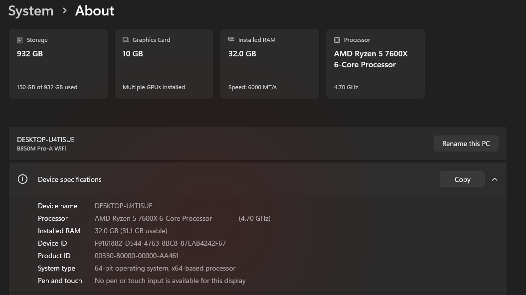 Gaming PC Ryzen 5 7600X, 32GB 6000MHz, 1TB SSD, RTX 3080 10GB