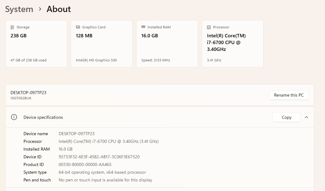 Lenovo ThinkCentre M700 Desktop PC i7-6700 3.40GHz, 16GB RAM, 256 GB SSD