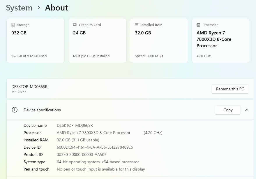 Gaming PC Ryzen 7 7800X3D 4.20GHz, 32GB, 1TB SSD, RTX 3090 24GB, Win 11