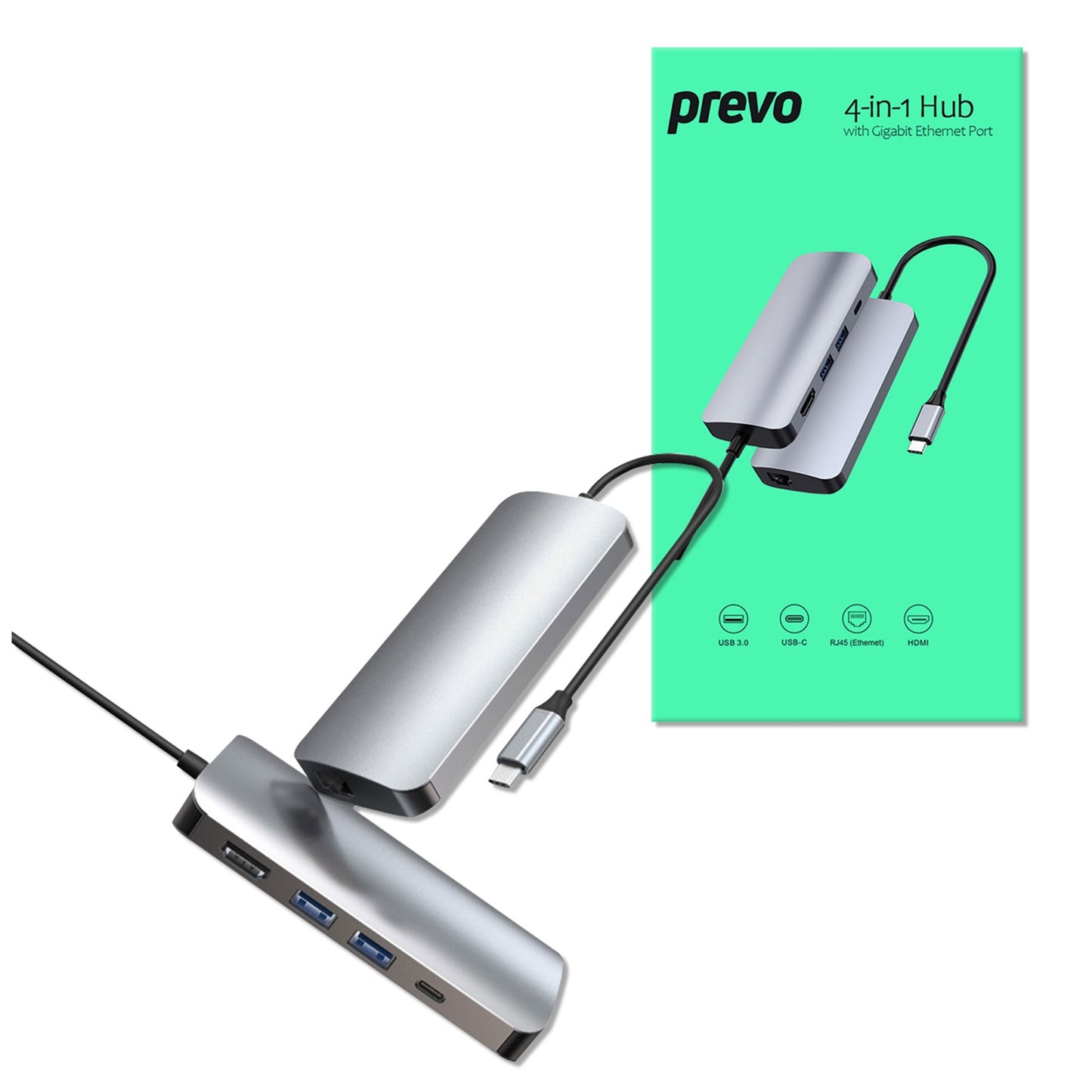 Prevo 501R 4-in-1 Hub With Gigabit Ethernet Port
