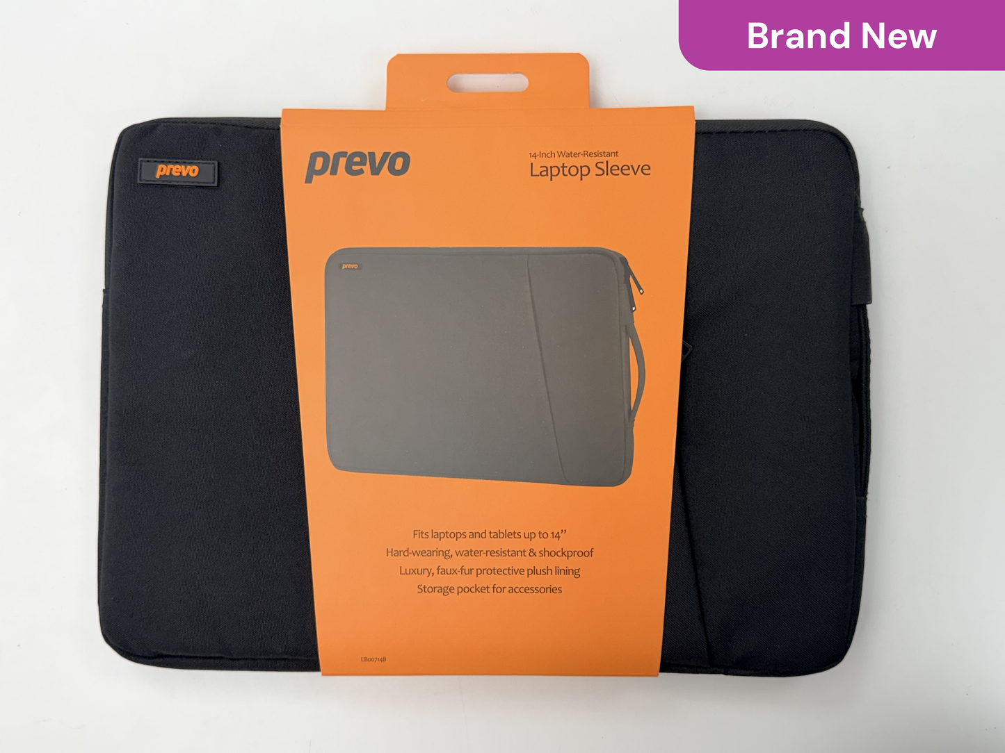 Prevo 14" Water Resistant Laptop Sleeve - Black / Grey