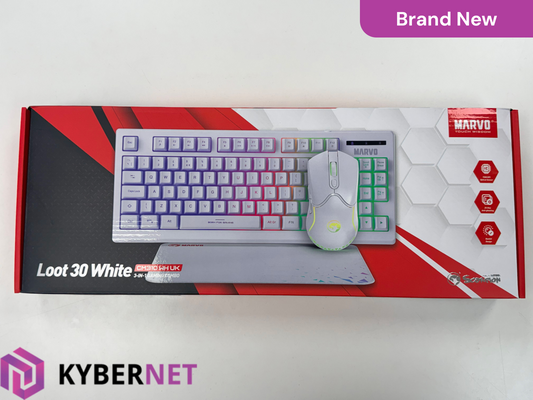 Marvo Scorpion Loot 30 CM310 WH UK 3-in-1 RGB Wired Gaming UK Layout Keyboard, Mouse and Mat Bundle - White