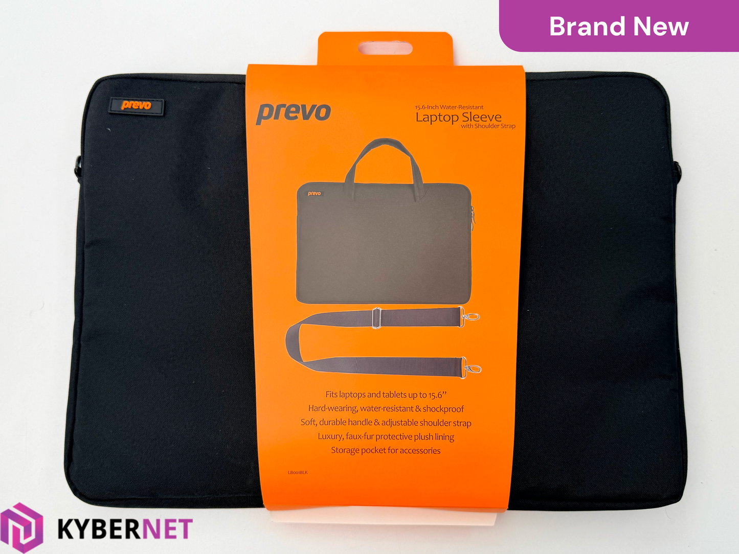 Prevo 15.6" Water Resistant Laptop Sleeve with Shoulder Strap - Black / Grey
