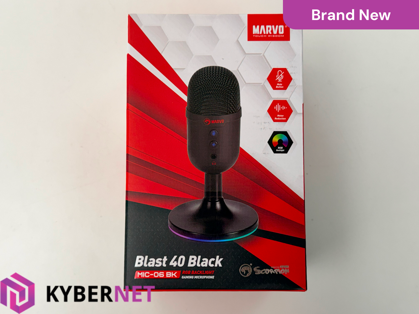 Marvo MIC-06 BK Blast 40 Black Wired RGB Microphone