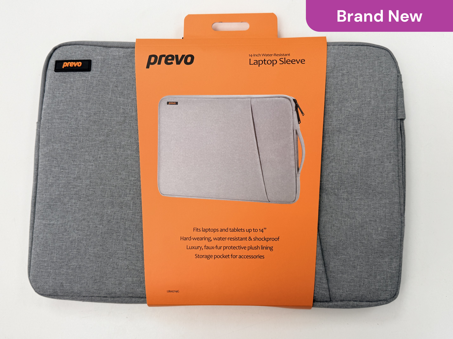 Prevo 14" Water Resistant Laptop Sleeve - Black / Grey