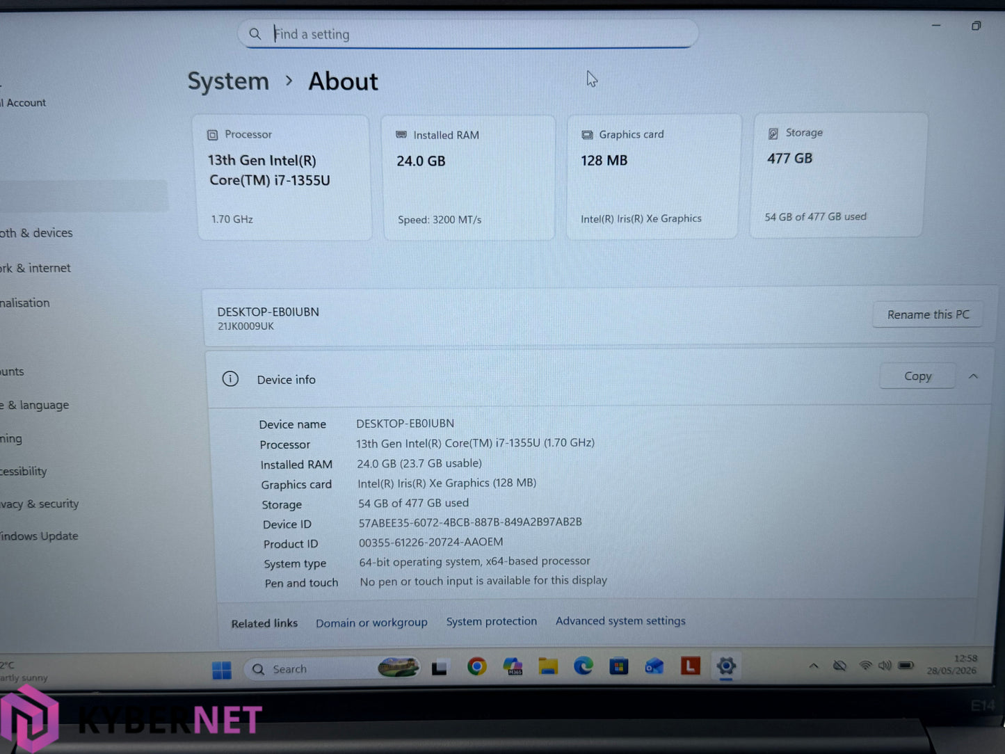 Lenovo ThinkPad E14 Gen 5 14" FHD Laptop, i7-1355U 1.70GHz, 24GB, 512GB
