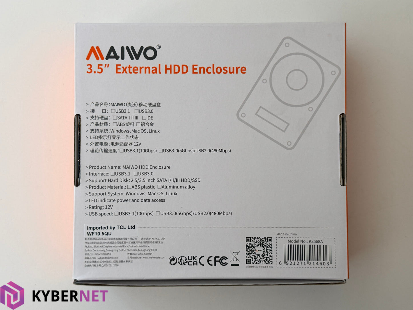 MAIWO K3568A 3.5" External HDD Enclosure