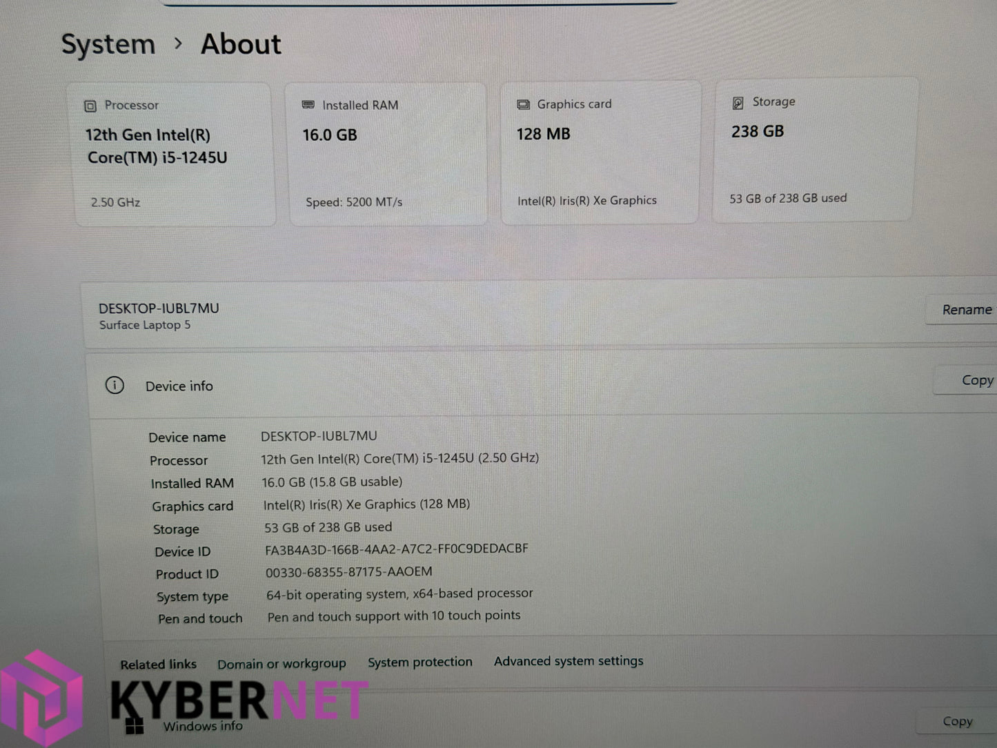 Microsoft Surface Laptop 5 13.5" QHD Touch Laptop, i5-1245U 2.50GHz, 16GB, 256GB