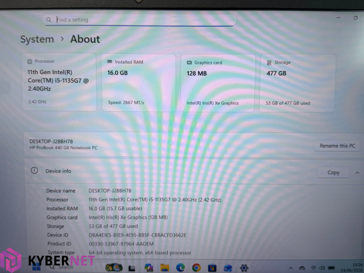 HP ProBook 440 G8 14" FHD Laptop, i5-1135G7 2.40GHz, 16GB, 512GB, Win 11
