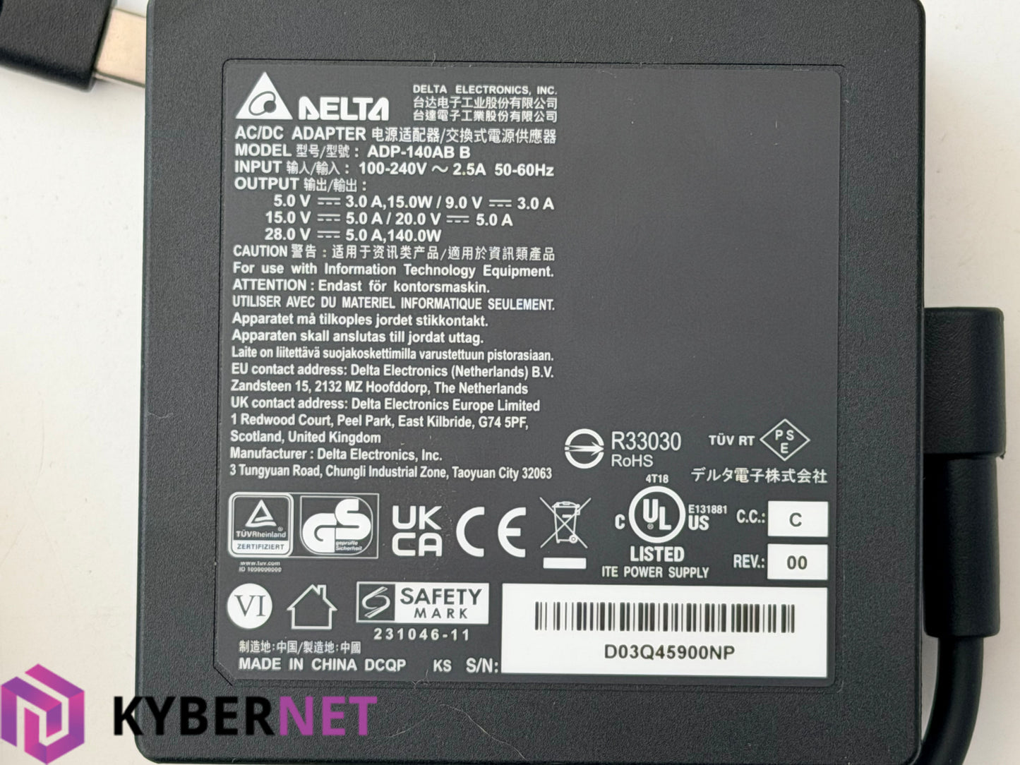 Genuine Delta Electronics 140W USB Type-C Charger