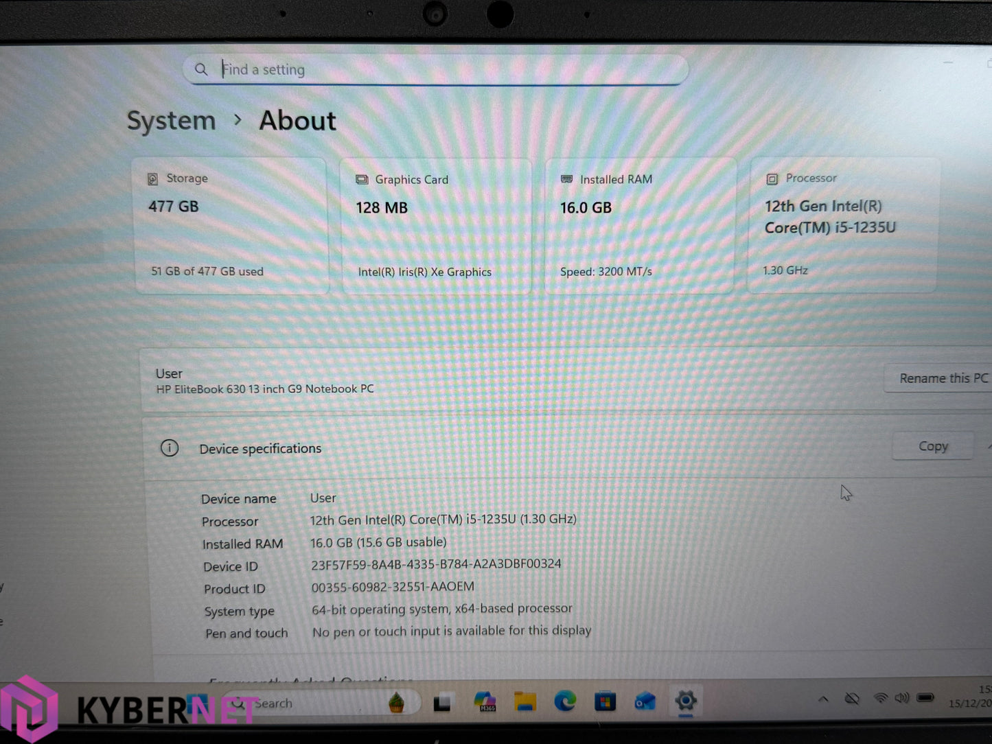 HP EliteBook 630 G9 13.3" FHD Laptop, i5-1235 1.30GHz, 16GB, 512GB