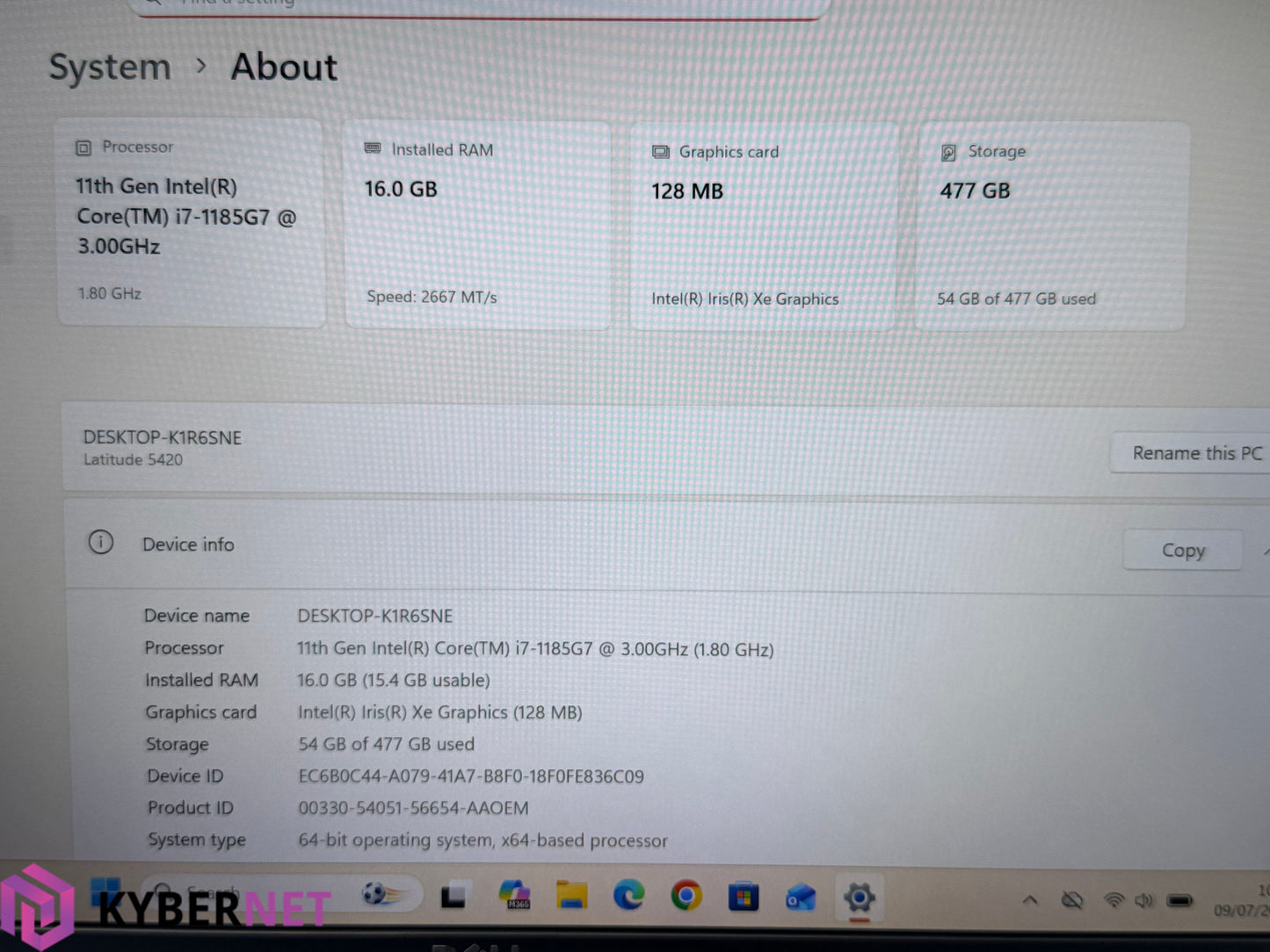 Dell Latitude 5420 14" FHD Laptop, i7-1185G7 3.00GHz, 16GB, 512GB, Win11