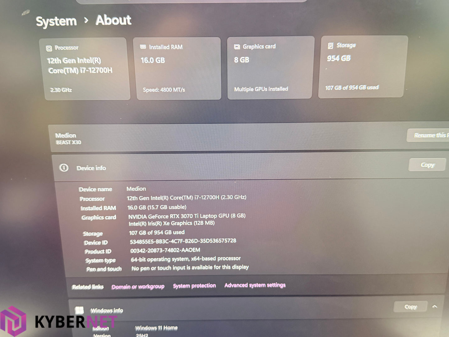 Medion ERAZER Beast X30 17.3 QHD 165Hz Gaming Laptop, i7-12700H 2.30GHz, 16GB, 512GB + 512GB, RTX 3070 Ti, Win11
