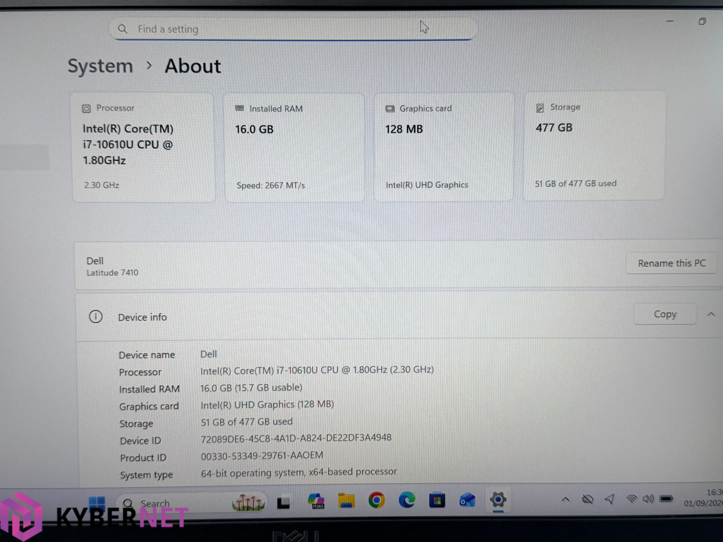 Dell Latitude 7410 14" FHD Laptop, i7-10610U 1.80GHz, 16GB, 512GB, Win 11