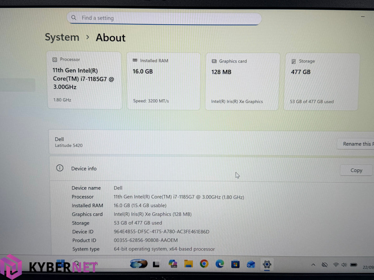 Dell Latitude 5420 14" FHD Laptop, i7-1185G7 3.00GHz, 16GB, 512GB, W11