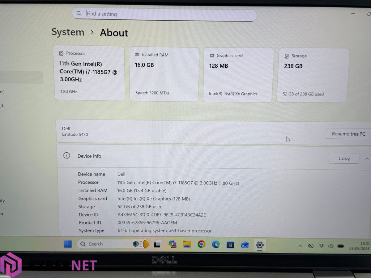 Dell Latitude 5420 14" FHD Laptop, i7-1185G7 3.00GHz, 16GB, 256GB, Win 11