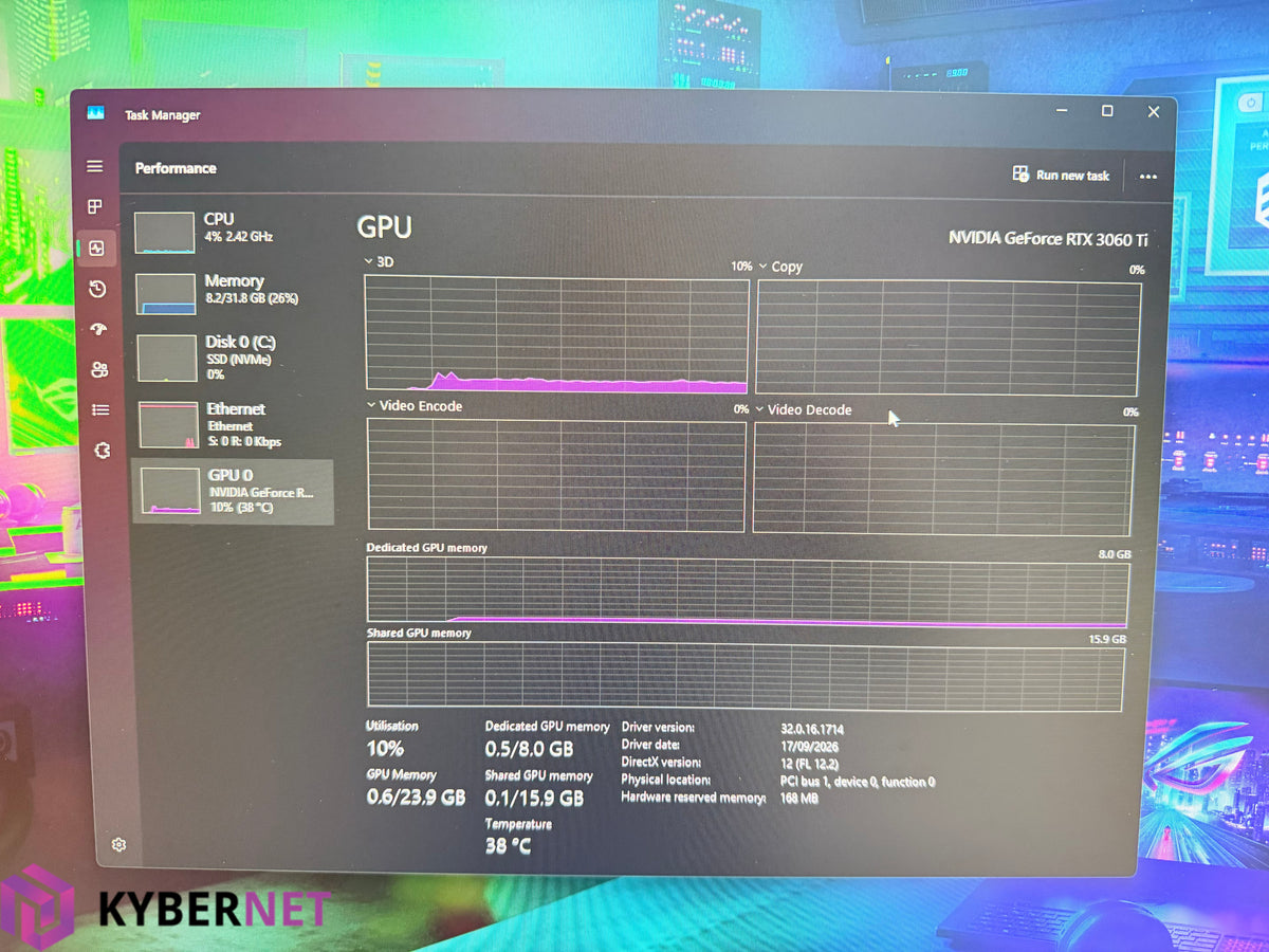 Gaming PC i7-14700F 2.10GHz, 32GB, 1TB SSD, RTX 3060 Ti 8GB