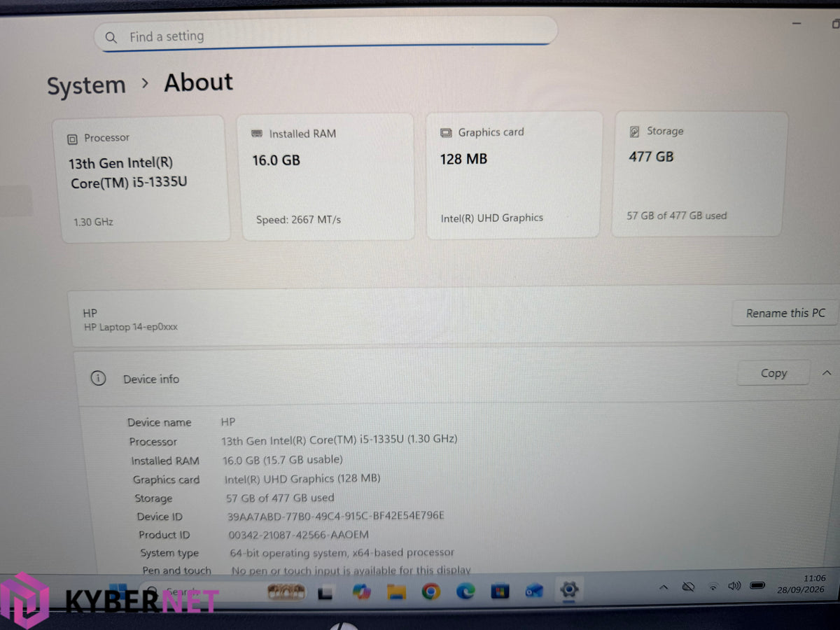 HP 14-ep 14" FHD Laptop, i5-1335U 1.30GHz, 16GB, 512GB, Win11