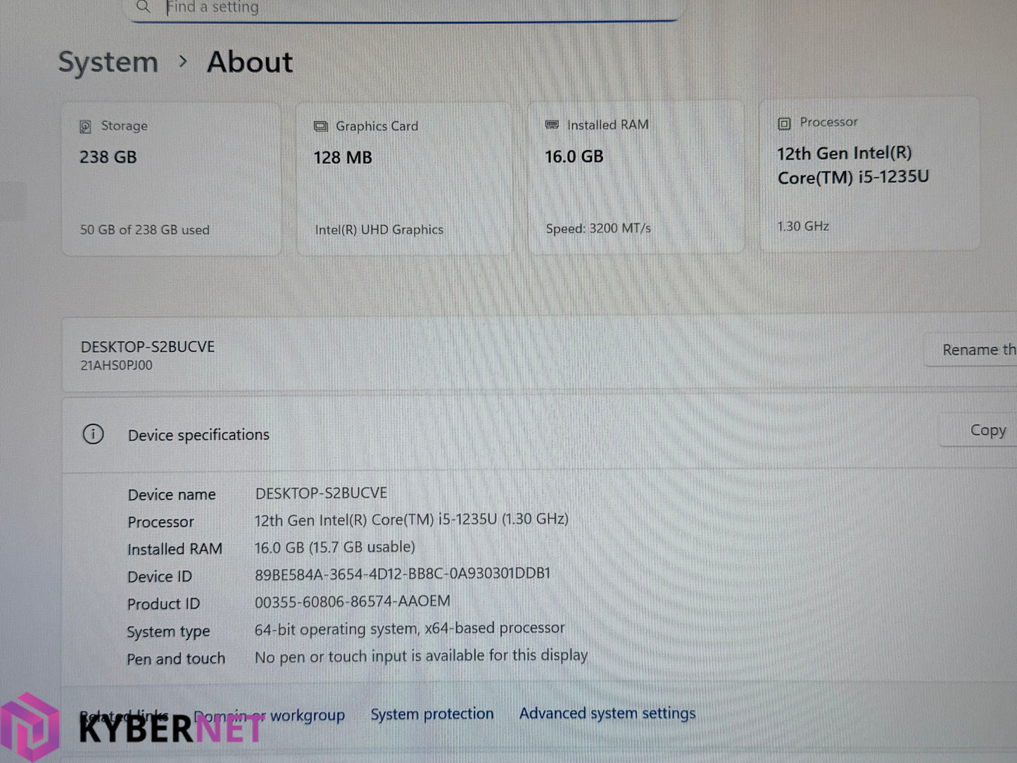 Lenovo ThinkPad T14 Gen 3 14" FHD Laptop, i5-1235U 1.30GHz, 16GB, 256GB