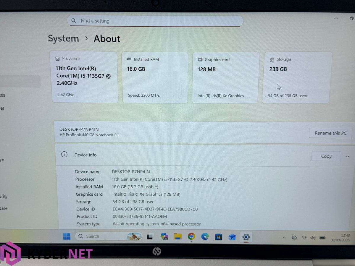 HP ProBook 440 G8 14" FHD Laptop, i5-1135G7 2.40GHz, 16GB, 256GB, Win 11