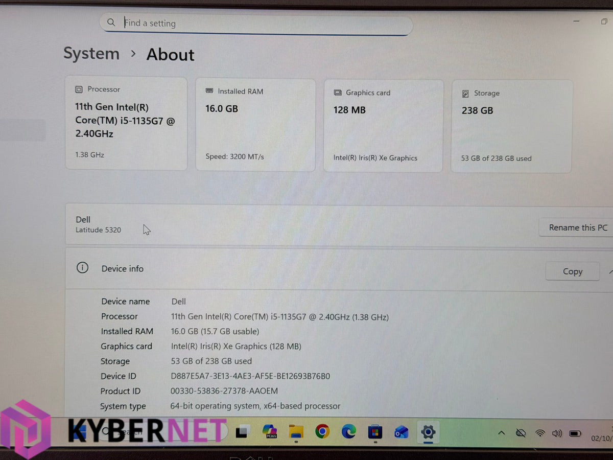 Dell Latitude 5320 13.3" FHD Touchscreen Laptop, i5-1135G7 2.40GHz, 16GB, 256GB