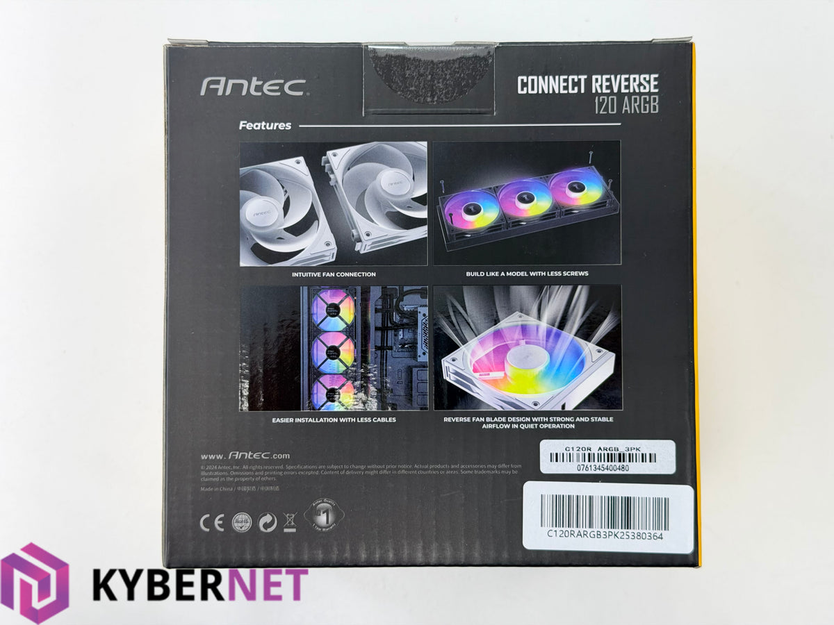 Antec Connect 120 ARGB Reverse 3-Pack 120mm PWM Fans (Black)