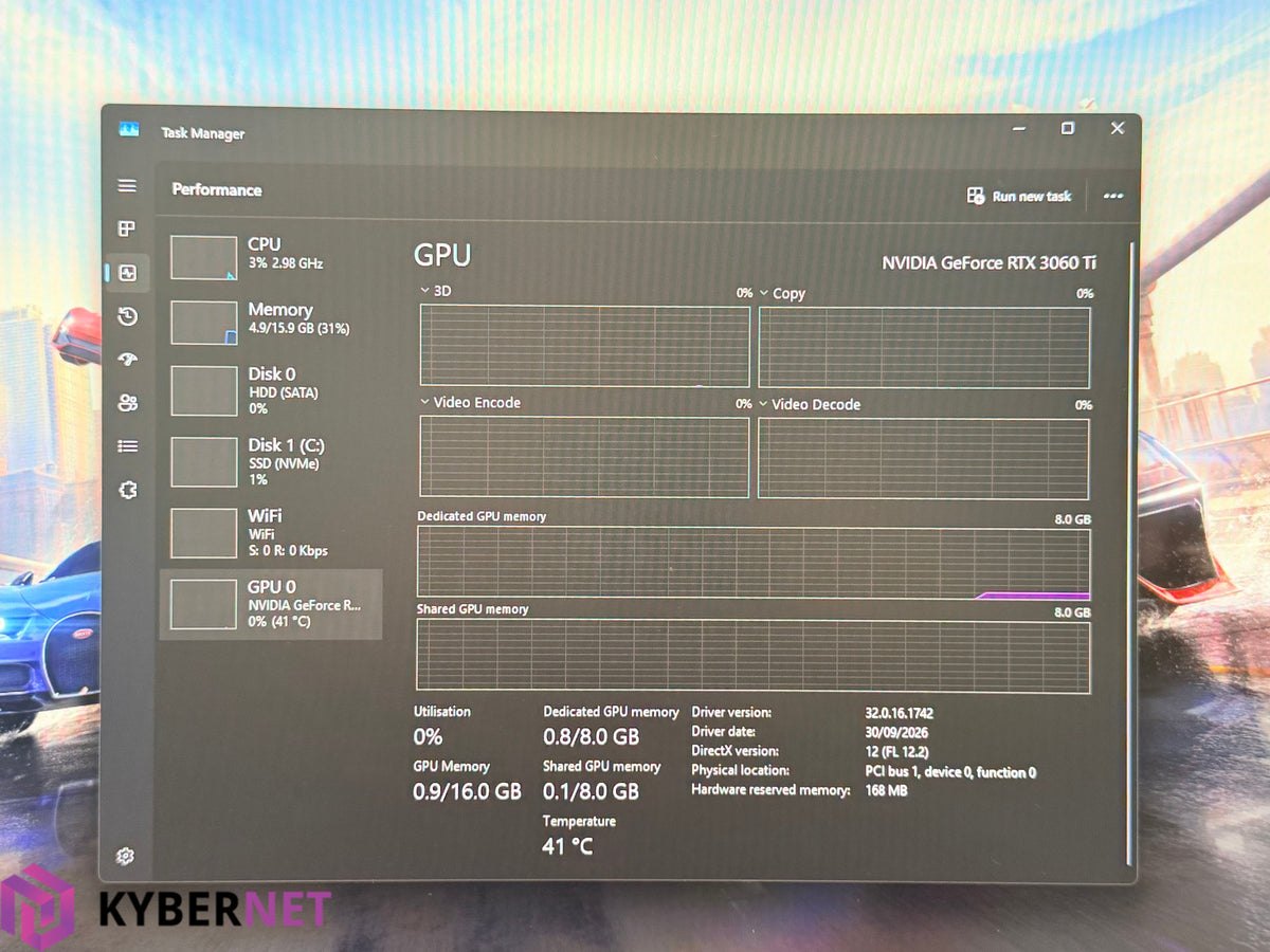 Gaming PC i7-9700K 3.60GHz, 16GB, 512GB SSD + 500GB HDD, RTX 3060 Ti 8GB
