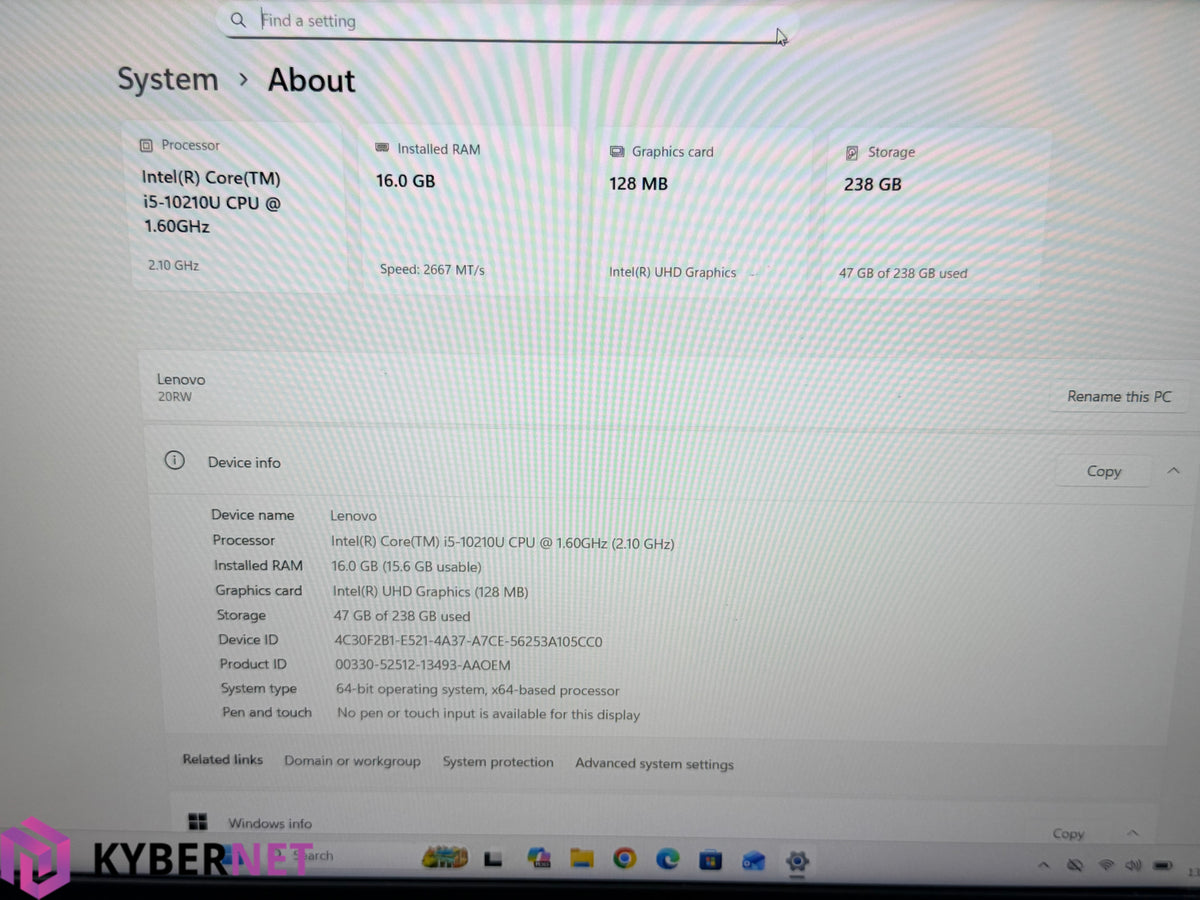 Lenovo ThinkBook 15-IML 15.6" FHD Laptop, i5-10210U 1.60GHz, 16GB, 256GB, W11