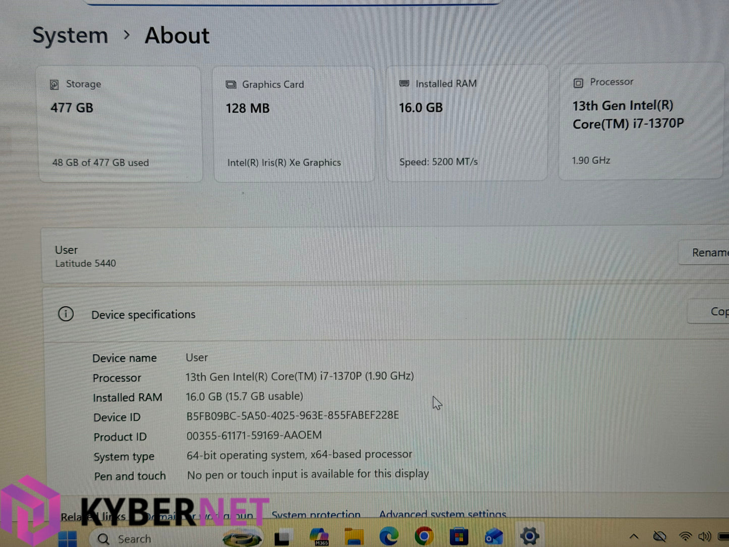 Dell Latitude 5440 14" FHD Laptop, i7-1370P 1.90GHz, 16GB, 512GB