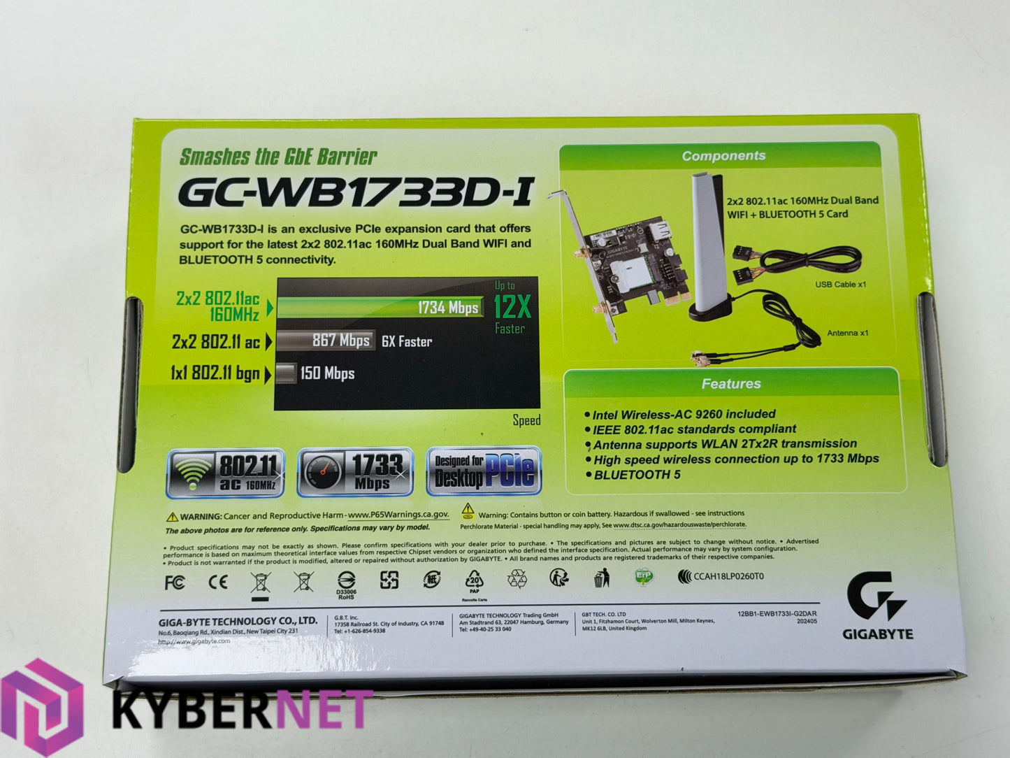 Gigabyte GC-WB1733D-I PCIe Wi-Fi & Bluetooth 5 Card