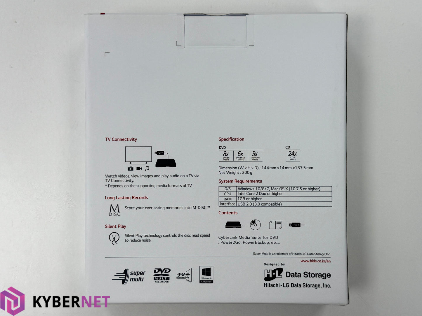 HL Data Storage Slim Portable DVD Writer & Reader - White