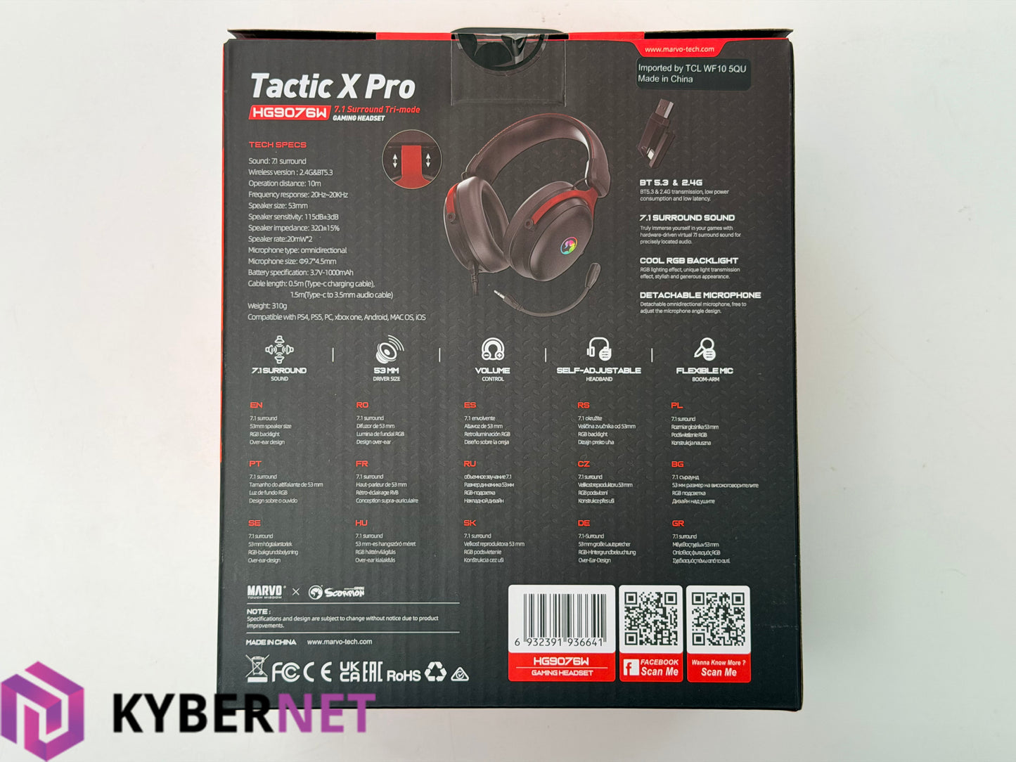 Marvo Scorpion HG9076W Tactic X Pro 7.1 Surround Tri-Mode Gaming Headset