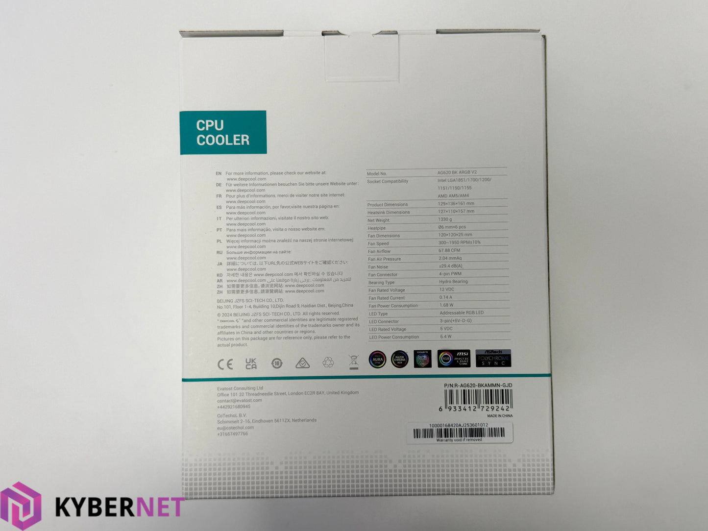 DeepCool AG620 BK ARGB V2 Dual-Tower CPU Air Cooler