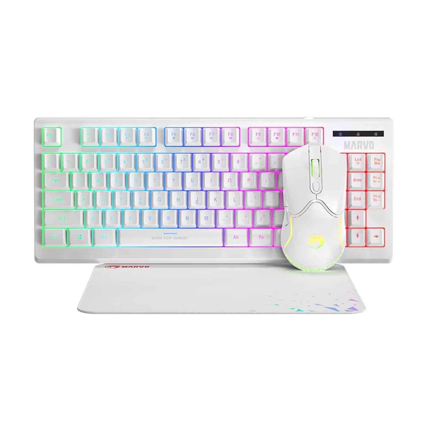 Marvo Scorpion Loot 30 CM310 WH UK 3-in-1 RGB Wired Gaming UK Layout Keyboard, Mouse and Mat Bundle - White