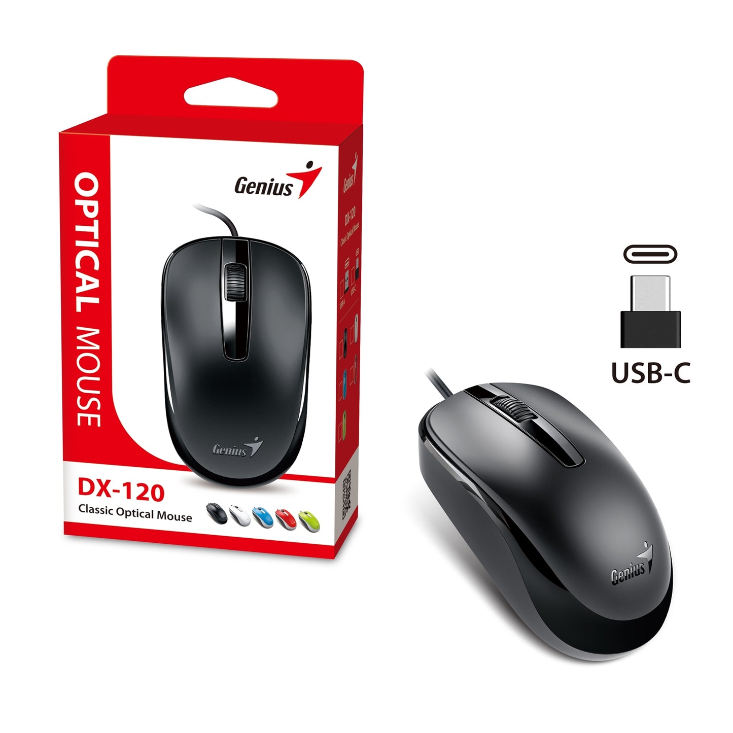 Genius DX-120 Classic Optical Mouse - USB Type-C