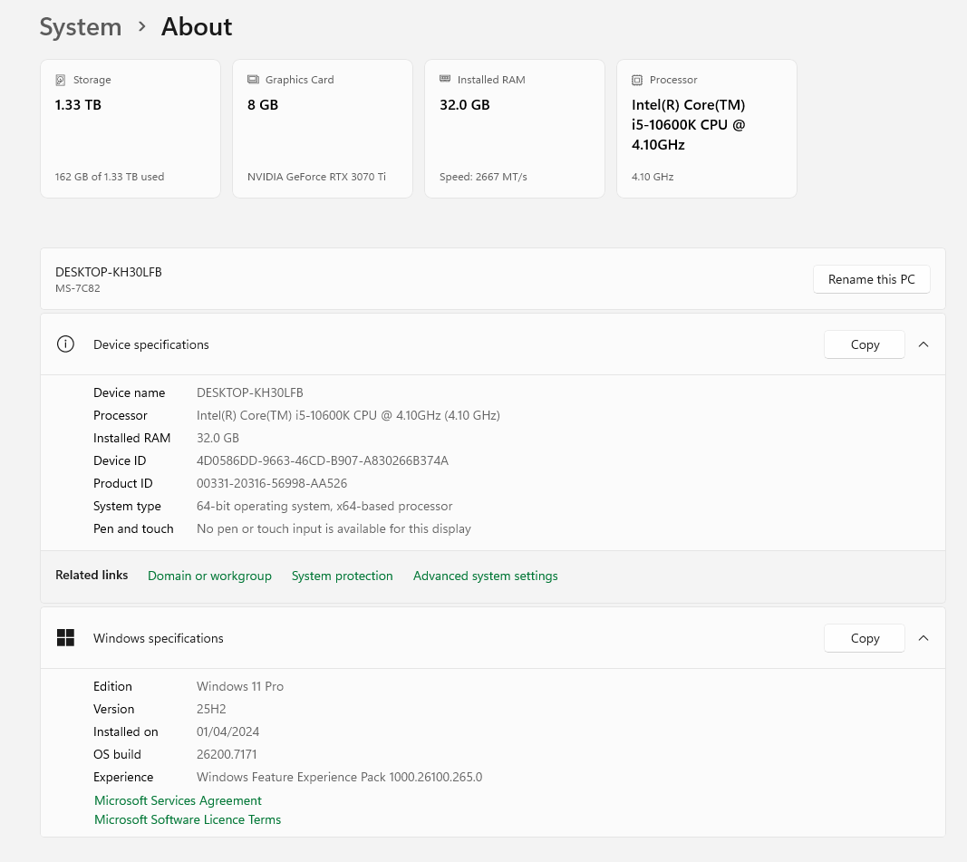 Gaming PC i5-10600K 4.10GHz, 32GB, 512GB SSD + 1TB SDD, RTX 3070 Ti 8GB